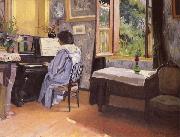 Felix Vallotton Woman at the Piano oil